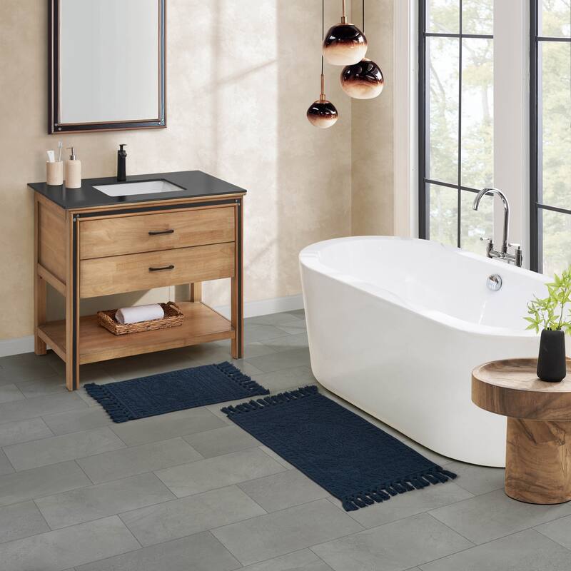 French Connection Nellore Fringe Cotton Bath Rug