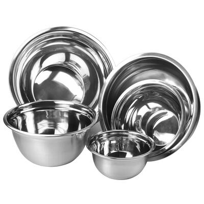 Premium Polished Mirror Nesting Mix Bowls,Set of 5 - 5.75x11.87
