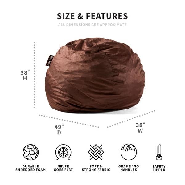 AJD Home LLC Bean Bag Chair with Removable Cover in Chocolate