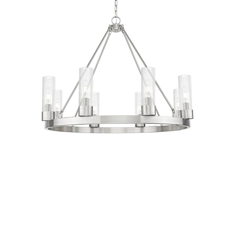 Innovations Lighting 617-8CR-28-36-8 Boreas Chandelier Boreas 8 Light - Satin Nickel / Striped Clear