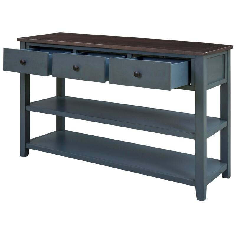 50 "inch retro modern design narrow sofa table with pine solid wood frame