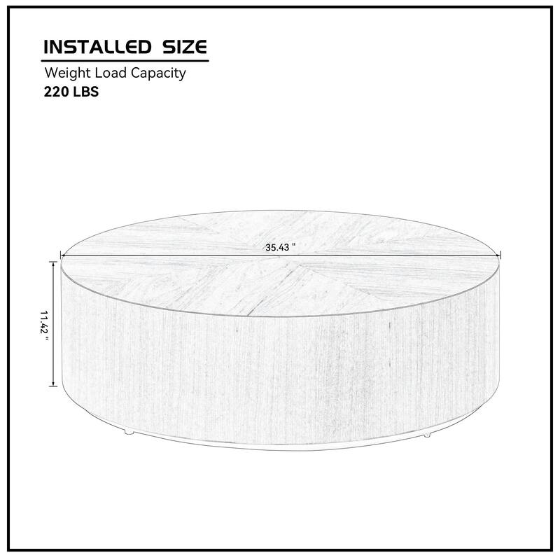 35.43 Inch Modern Round Coffee Table MDF Coffee Table for Living Room,Drum Center Table