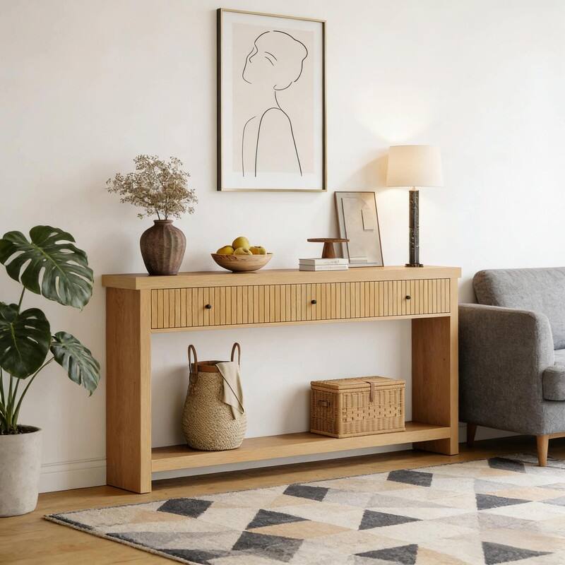 Modern Wooden Coffee Table - Long Sofa Table