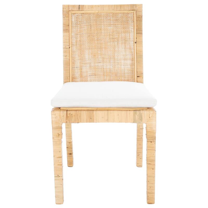 SAFAVIEH Jessye Cane Dining Room Chair with Cushion (Set of 2) - 21.7" W x 18.1" L x 38.6" H - 22"W x 18"D x 35"H