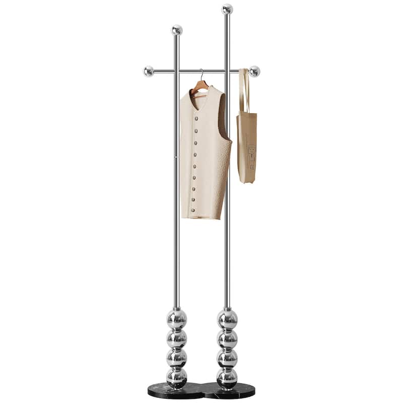 Metal Freestanding Coat Rack with Heavy Duty Marble Base - 70"H x 19.7"W (top) × 17.7"(base) x 9.8"D