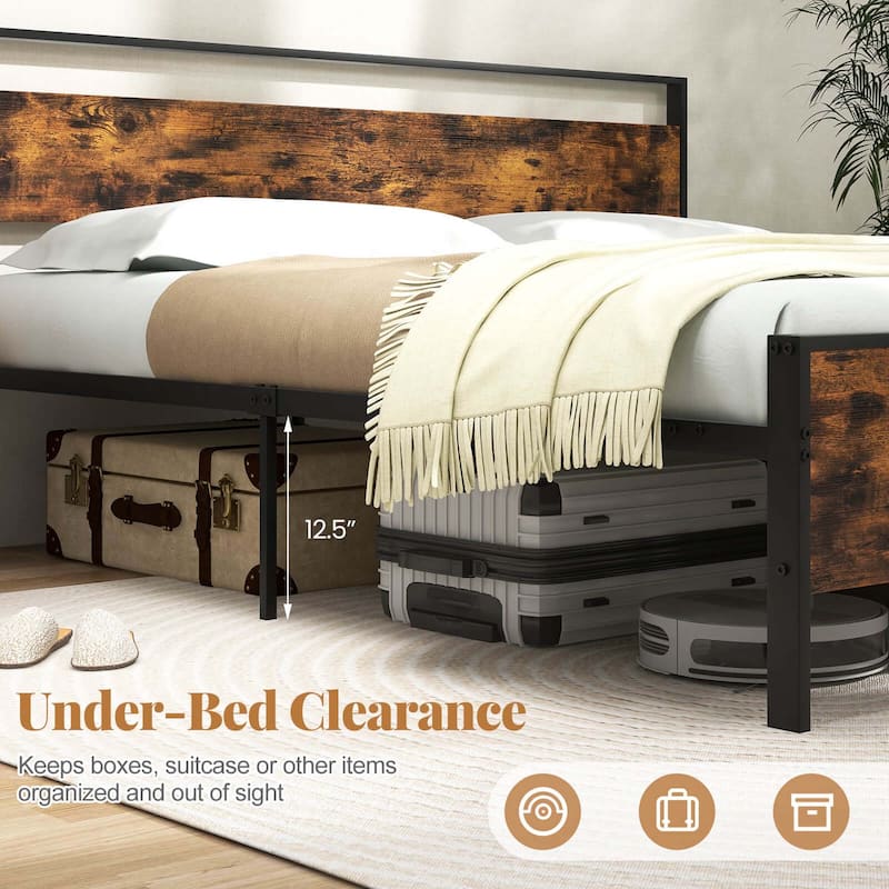 Costway Twin/Full/Queen/King Size Bed Frame with Wooden Headboard and