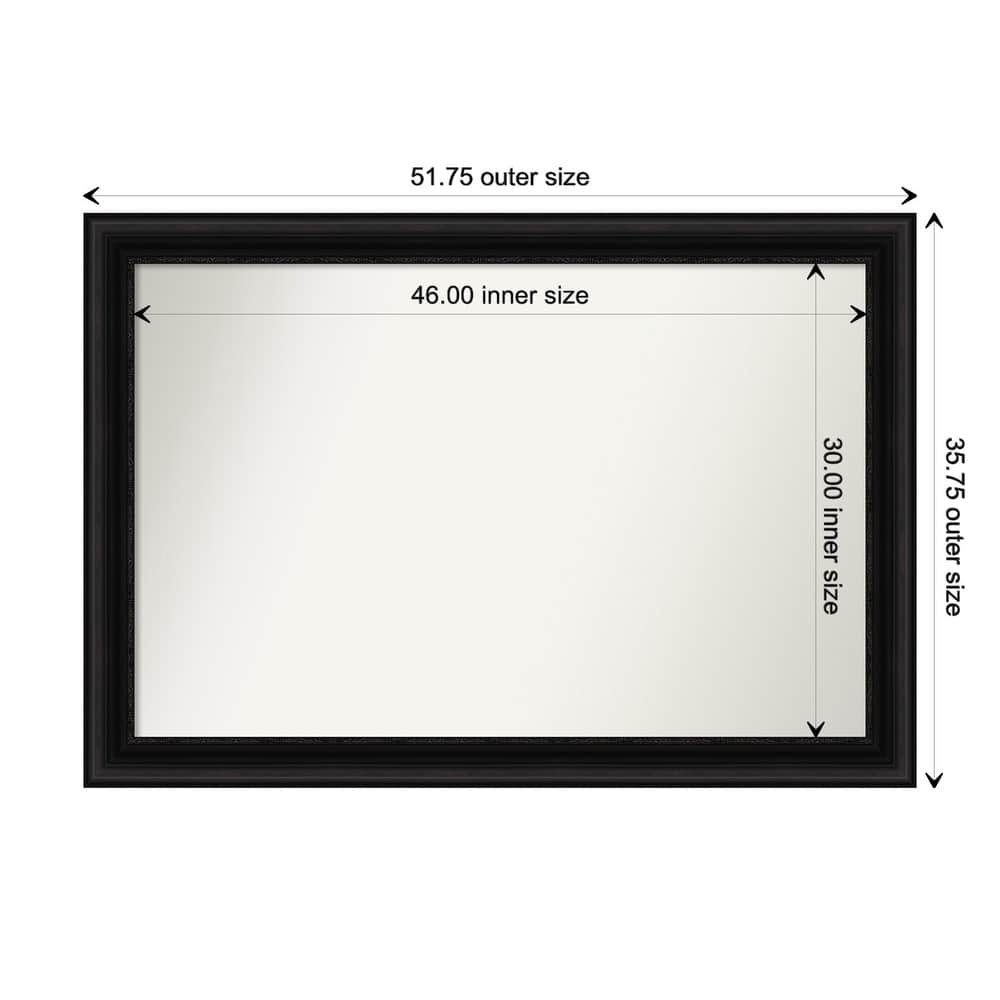 Parlor Black Framed Non-Beveled Custom Wall Mirror, Bathroom Vanity Mirror