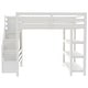 preview thumbnail 19 of 24, Twin/Full Size Loft Bed with Small Wardrobe, LED Light and Storage Staircase, Wooden Loft Bedframe with Storage Shelves for Kids