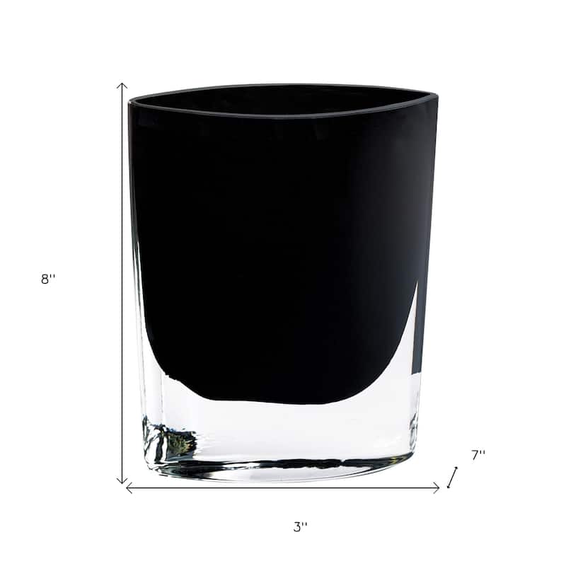 HomeRoots 8" Black Bud Lead Free Crystal Table Vase - 3" W x 7" D x 8" H