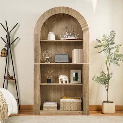 4-Tier Arched Storage Bookcase with Open Display Storage Shelf