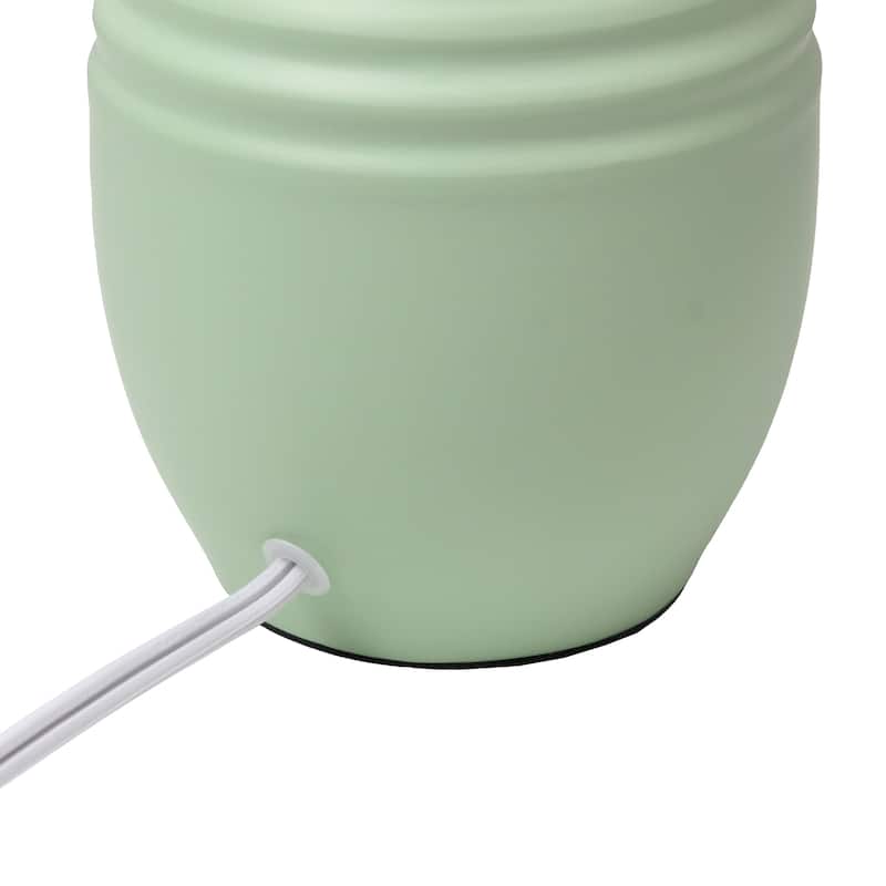 Ceramic Mini Jar Table Lamp with Fabric Drum Shade for Bedroom, Living Room - 6 x 6 x 13 in. (L x W x H)