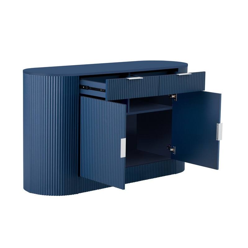 Modern 55.1" Sideboard Buffet Cabinet with 2 Curved Side Door and 2 Drawers for Living Room and Dining Area