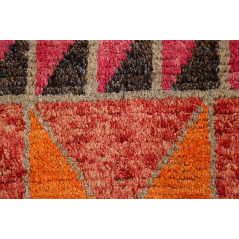 Geometric Oriental Moroccan Wool Runner Rug Handmade Staircase Carpet - 2'5" x 12'7"