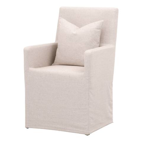 Arm Chair with Slipcover and 1 Accent Pillow, Beige