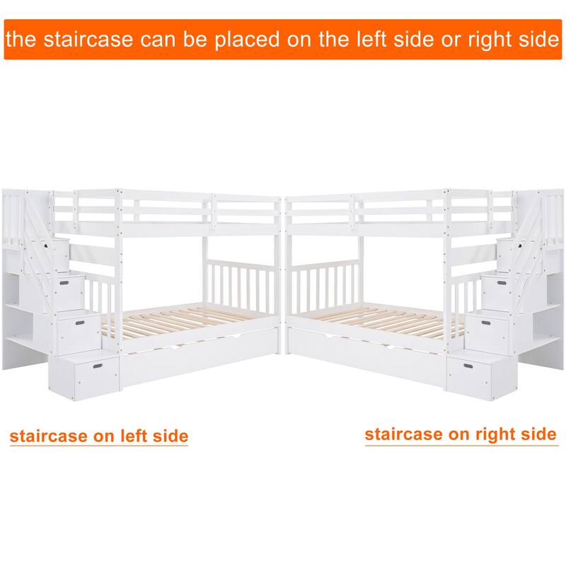 Stairway Twin over Twin/Full Bunk Bed with Trundle and Drawers