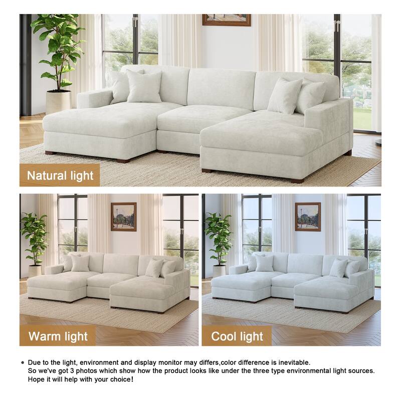 Modern Upholstered Chenille Modular Sectional Sofa with 2 Chaise