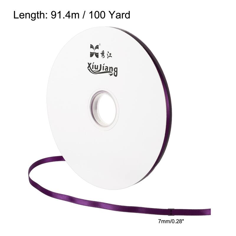 Satin Ribbon, Double Face Crafts Roll for Home DIY Wrapping Decoration - Dark Purple
