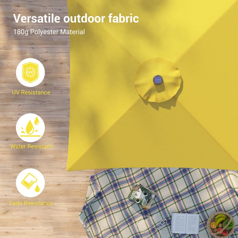 BONOSUKI 6.5x6.5Ft LED Patio Market Umbrella Weather-Resistant Frame