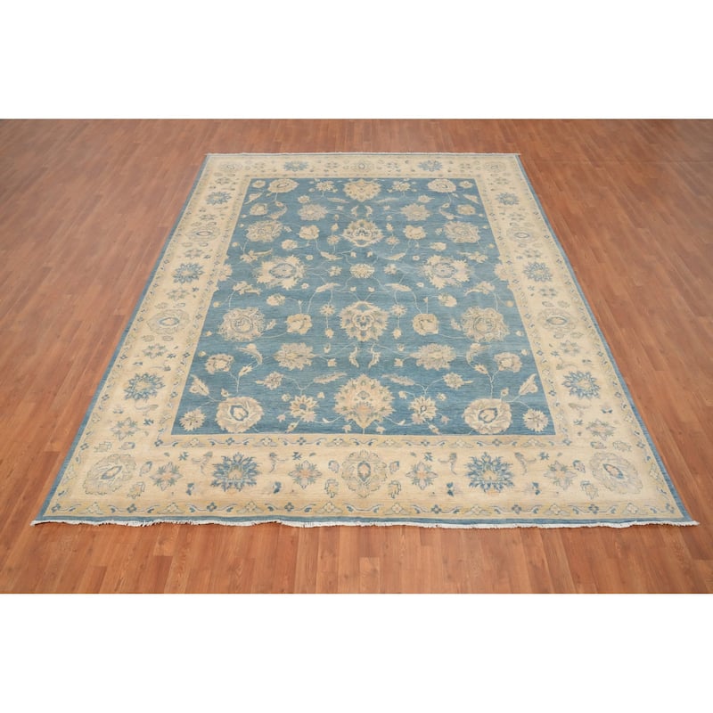 Hand Knotted Oriental 100% Wool Carpet Traditional Floral Navy Blue & Blues Kazak Area Rug - 11' 8'' X 9' 1''