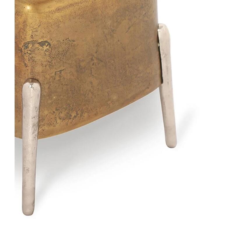 Spi Home Brass And Nickel Finish Cast Aluminum 4 Legged Side Table - 14 X 12 X 12 inches