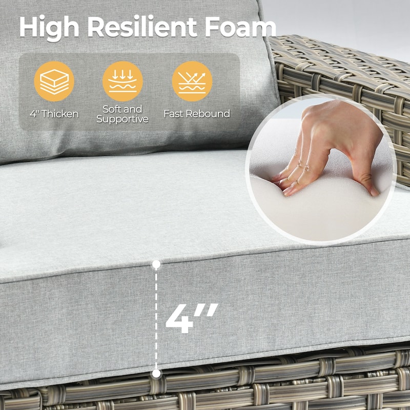 HOOOWOOO 6-piece Wicker Patio Outdoor Seating Swivel Chair Set