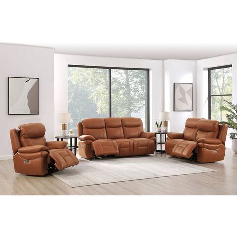 Hydeline Springdale Zero Gravity Power Reclining 100% Leather Sofa, Loveseat and Recliner - Sofa, Loveseat, Chair