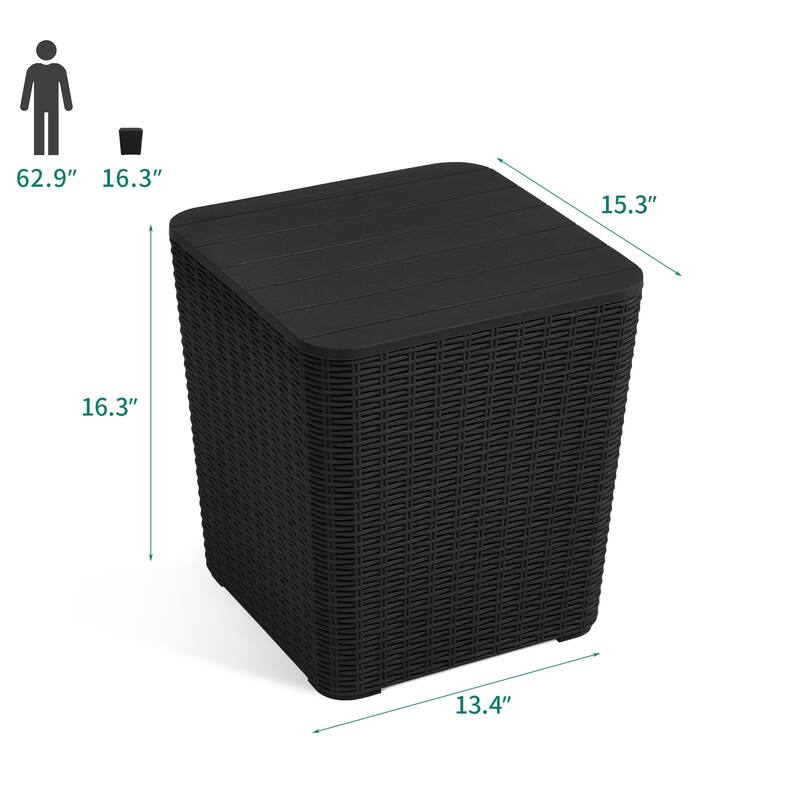 11.5 Gallon Outdoor Storage Waterproof Deck Box - 13.4 in. L x 15.3 in. W x 16.3 in. H