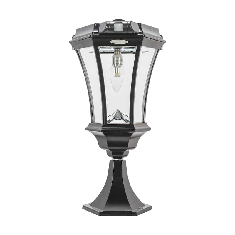 Victorian Bulb Black Solar Light w/Motion Sensor 3' Fitter/Pier/Wall