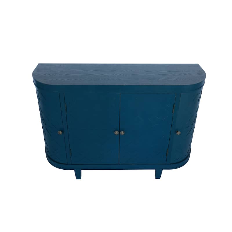 Buffet Sideboard Cabinet with Curvy Edge, Freestanding Wooden Storage Cabinet, Fluted Accent Cabinet with Sliding Door