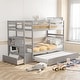 preview thumbnail 27 of 25, Costway Twin Over Twin Bunk Bed with Trundle Stairway and Storage - 39'' x 75''