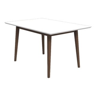 Mid Century Modern Solid Wood White Top Rectangular Dining Table - Bed ...