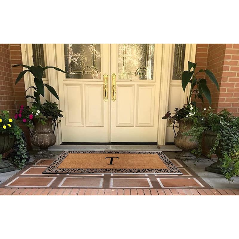 A1HC Natural Coir Monogrammed Door Mat For Front Door, 30"X60", Anti-Shed Treated Durable Doormat for Outdoor Entrance