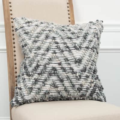 Rizzy Home Transitional Natural Gray Poly Filled Pillow - 20" x 20"