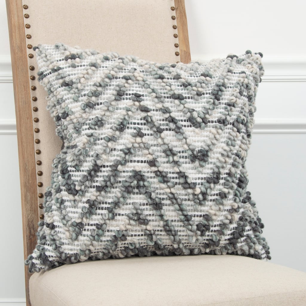 Rizzy Home Transitional Natural Gray Poly Filled Pillow - 20" x 20"