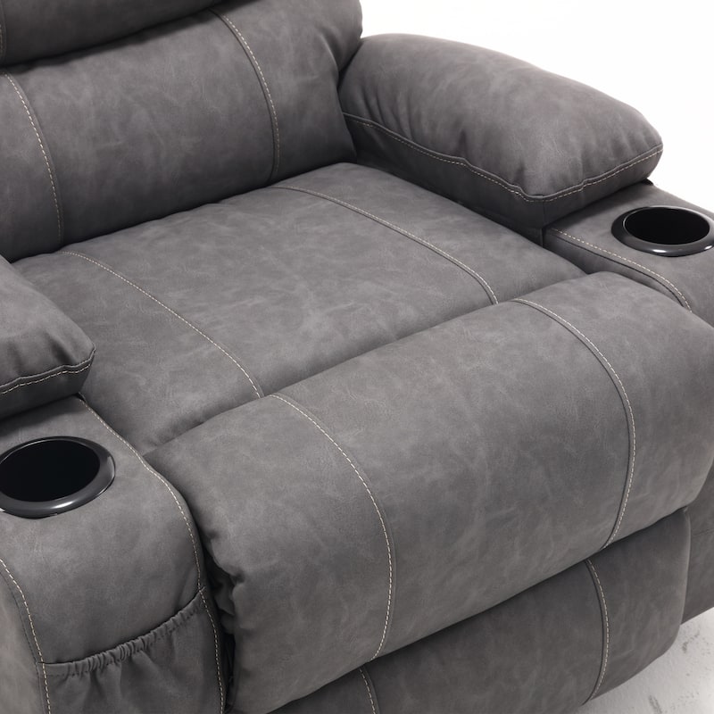 21"W Large Size Electric Power Lift Recliner,8 Point Vibration Massage And Lumber Heat,Remote Control,Side Pockets,Cup Holders