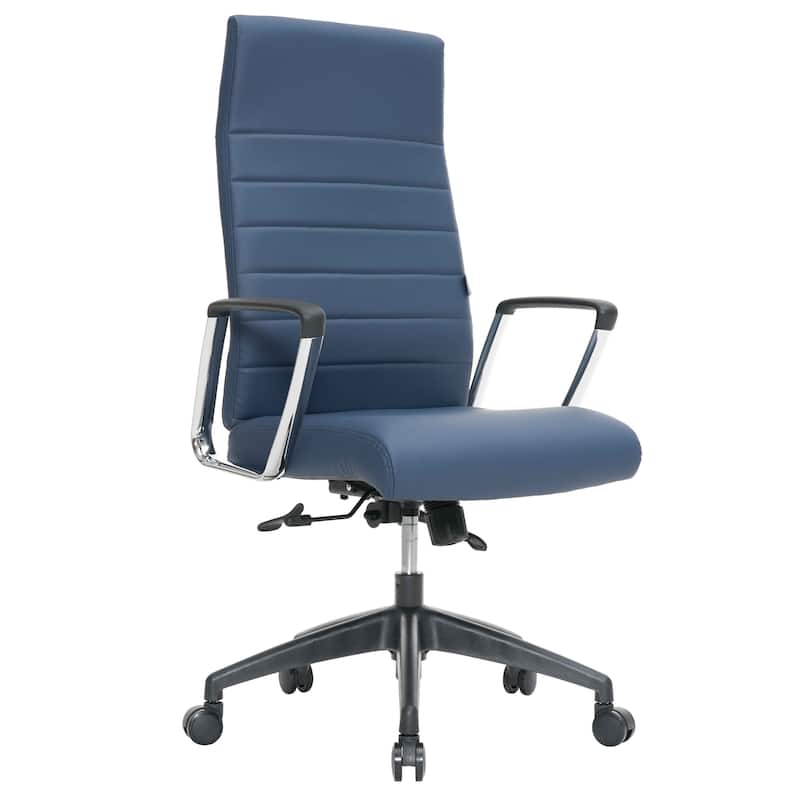 Hilton Modern High Back Ergonomic Leather Office Chair with Adjustable Height, Swivel, and Tilt for Conference or Executive Desk - Navy Blue