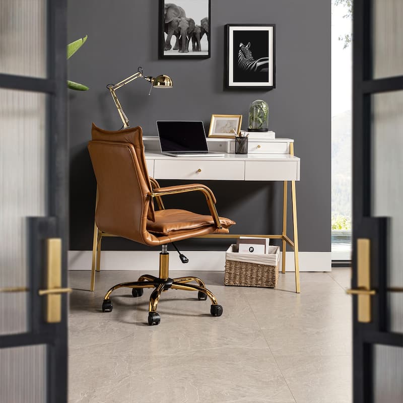 Zarina Modern Faux Leather Swivel Office Desk Chair with Height-adjustable by HULALA HOME