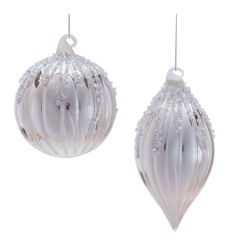 Glass Ornament Set of 6 - 4"D x 5.5"H