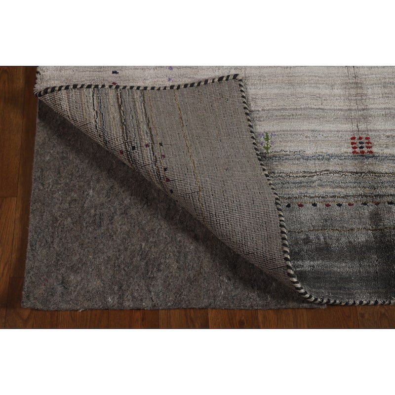 Hand Knotted Oriental 100% Wool Carpet Tribal Animal Pictorial Greys & Charcoal Gabbeh Area Rug - 5' 9'' X 4' 1''