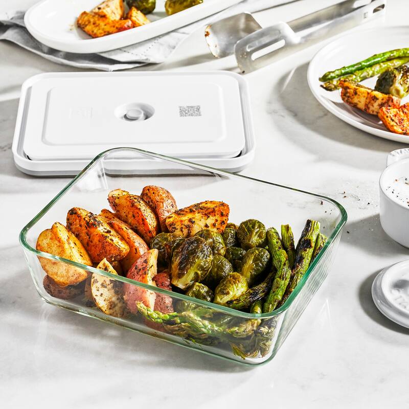 ZWILLING Fresh & Save 3-pc Glass Food Storage Vacuum Containers Meal Prep Container - Small & Large Containers - Clear