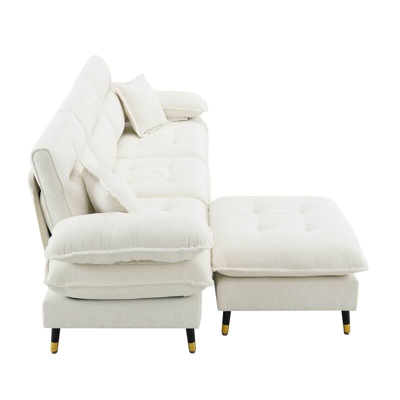 L-shaped Convertible Sectional Sofa, 4 Seat Tufted Couch Set