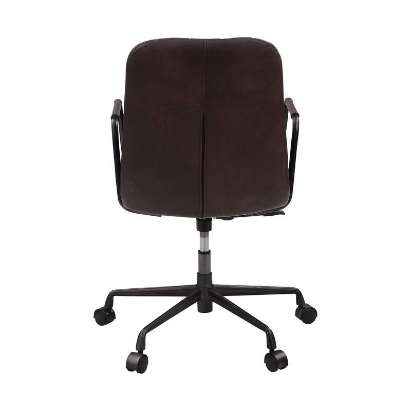 Retro Grain Leather Office Chair with Adjustable Height, Upholstered