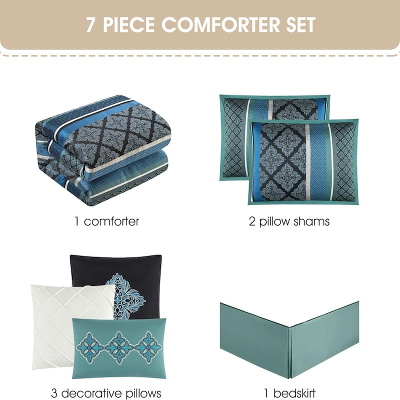 Nanshing Jensen 7 Piece Jacquard Geometric Comforter Set