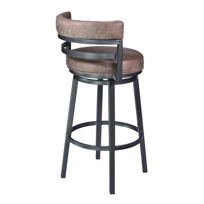 30 Inch Swivel Bar Stool Chair, Vegan Faux Leather Curved Back - 21L x 20W x 39H inches