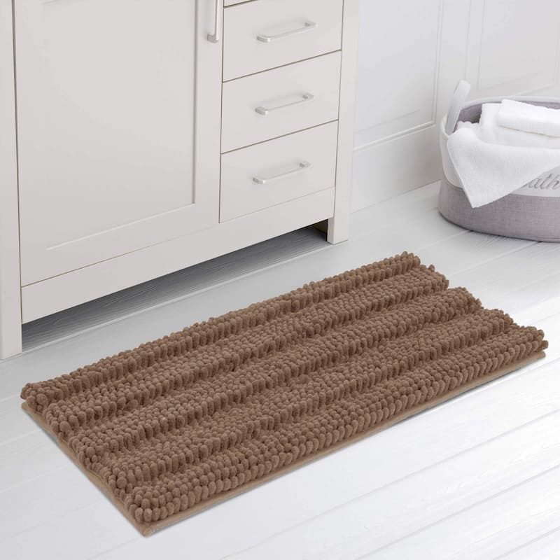 Subrtex Super Soft Absorbent Braided Bathroom Mats Chenille Bath Rugs