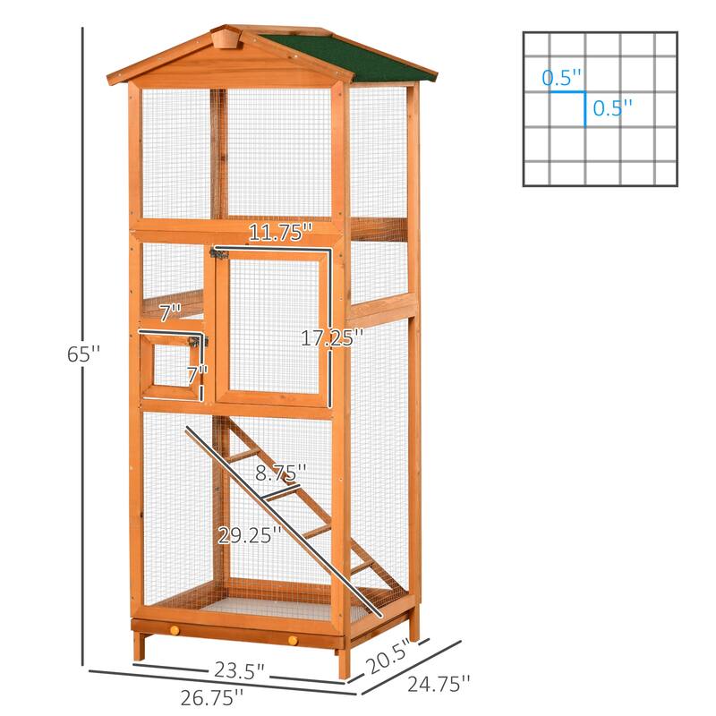 Large Vertical Bird Cage with Strong Wire and Fir Wood Frame
