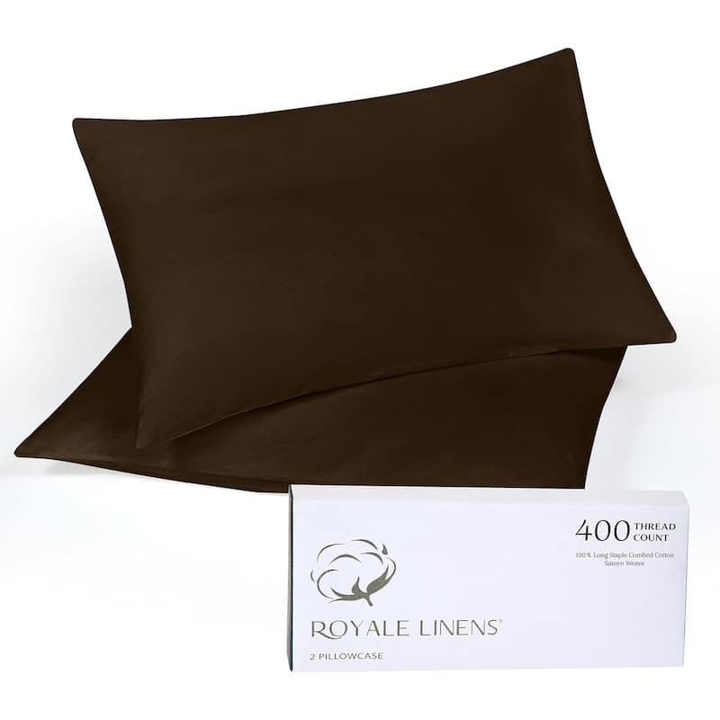 Royale Linens 400 Thread Count Cotton Pillowcase Set of 2