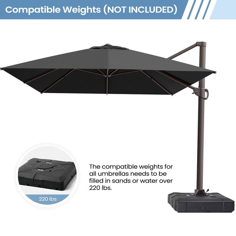 10x12.5 FT Outdoor Patio Cantilever Umbrella 360 Degree Rotation