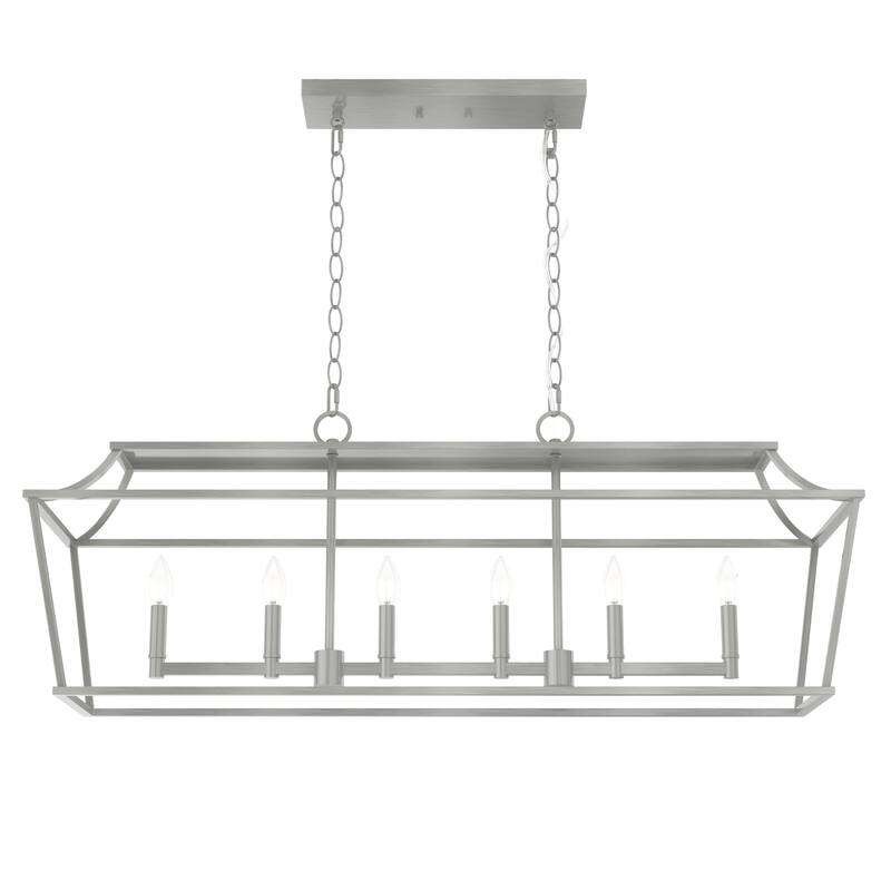 Hunter Laurel Ridge 6-Light Linear Chandelier - Kitchen Island, Dining Room - Modern Farmhouse, Candle, Industrial, Transitional
