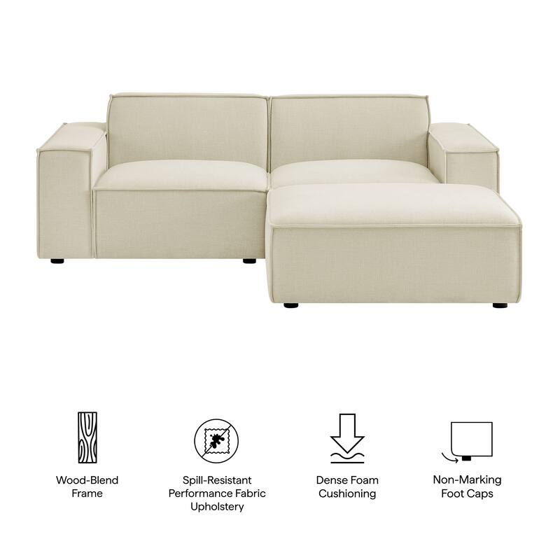 Restore 3-Piece Performance Fabric Upholstered Modular Loveseat with Ottoman